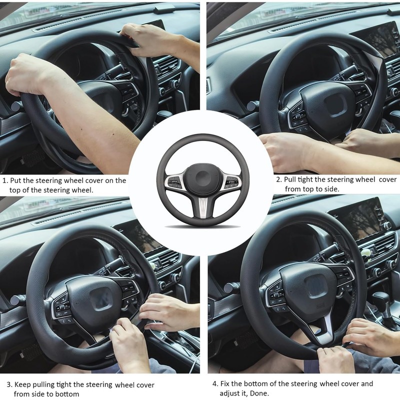 Leather Steering Wheel Cover for Chevy Silverado 1500 2500 3500,
