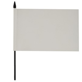 Plain White Table Flag 5'' x 8'' - White Solid color Desk Flag 21 x 14 cm - Black plastic stick and base - AZ FLAG