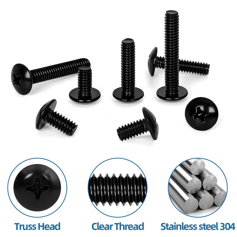 #8-32 x 1-3/4" Truss Head Machine Screws, Full Thread, 304