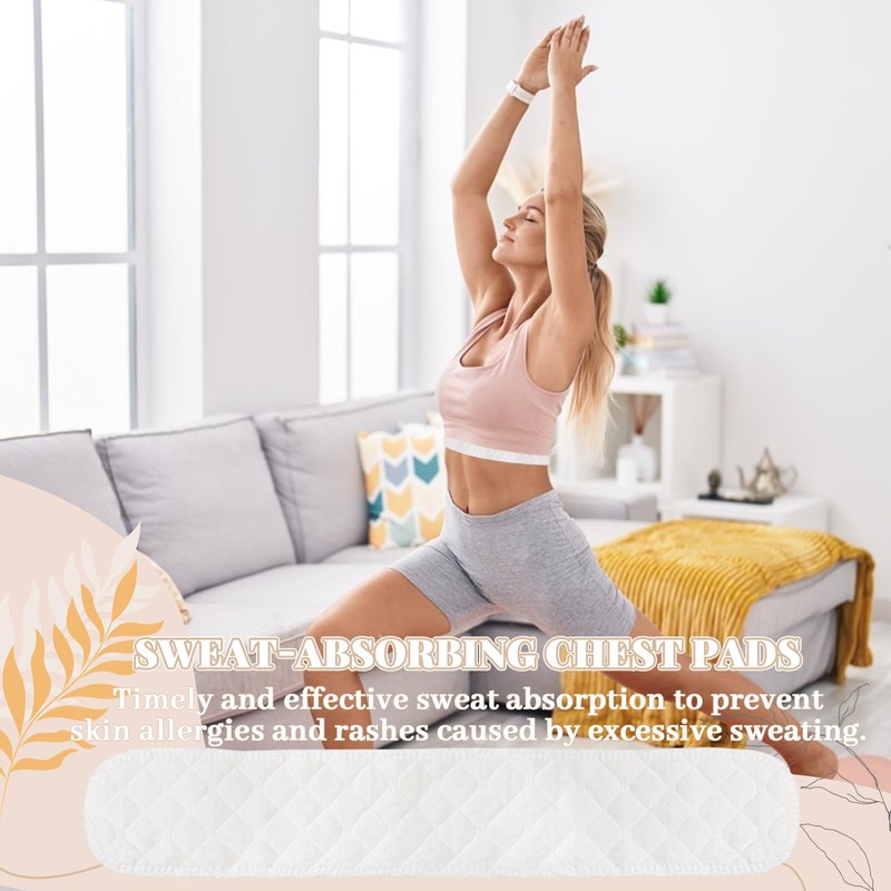 Pack of 20 Bra Sweat Pads, Layered Washable Rectangular Cotton
