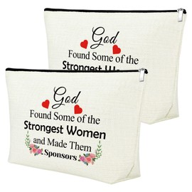 2Pcs Sponsor Gift for Women Makeup Bag Sponsor Appreciation Gift AA NA Addiction Recovery Gift Cosmetic Bag Confirmation Sponsor Gifts Sponsor Thank You Gift Alcoholics Anonymous Gift Sobriety Gifts