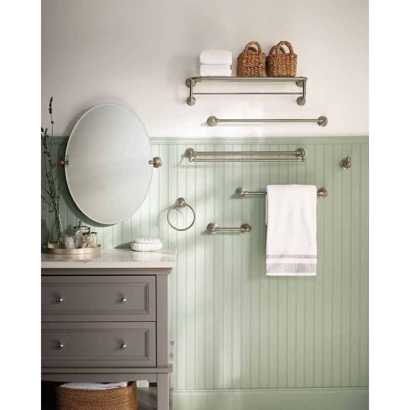 Moen Sage Collection Spot Resist Brushed Nickel 24-Inch Double-Towel Bar,