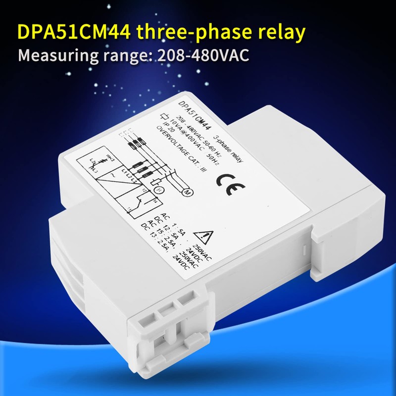 3-Phase Monitoring Relay, DPA51CM44 3-Phase Monitoring Relay Phase Sequence Protector