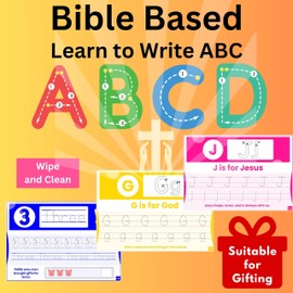 Bible-Based Learn to Write ABC and Numbers - Christian Gift for 3, 4, 5, and 6-Year-Old Boys and Girls. Gifts for Birthdays, Easter, Christmas, and Baptism
