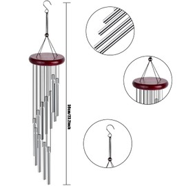 Garden Wind Chimes with 12 Aluminium Alloy Long Tubes, Outdoor Wind Chime with Natural Smoothing Sound, Small Metal Wind Chimes for Garden, Balcony, Patio, Backyard, Home Decoration