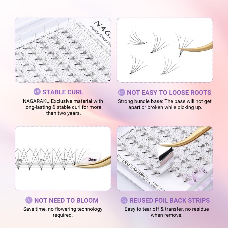 NAGARAKU Eyelash Extensions Premade Fans Eyelash Premade Volume Fan Eyelashes