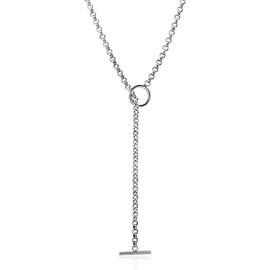 Waterproof 316L Stainless Steel Long O Rolo Chain Two Layered Chain Chunky Necklace Choker for Women Men Punk Jewelry
