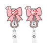 2pcs Rose Bow Badge Reel, Retractable Cute Pink Nurse Nursing