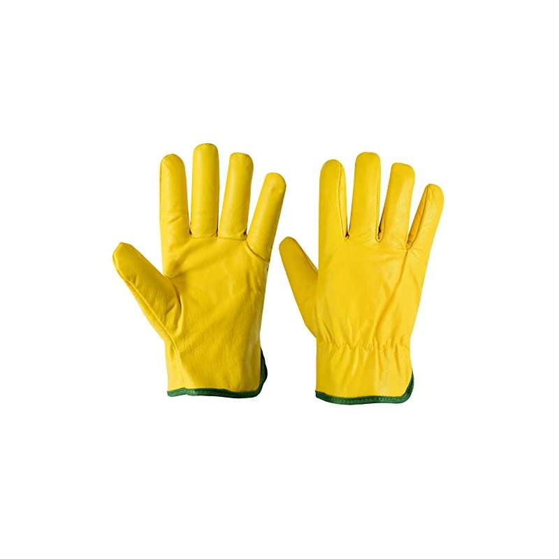 COLOURLINX Fleece Lined Yellow Leather Winter Thermal Cold Work Gloves