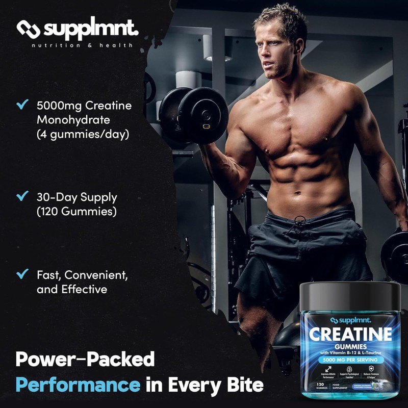 supplmnt. 2 x Creatine Gummies 5000mg Lab-Tested 120ct Max Strength