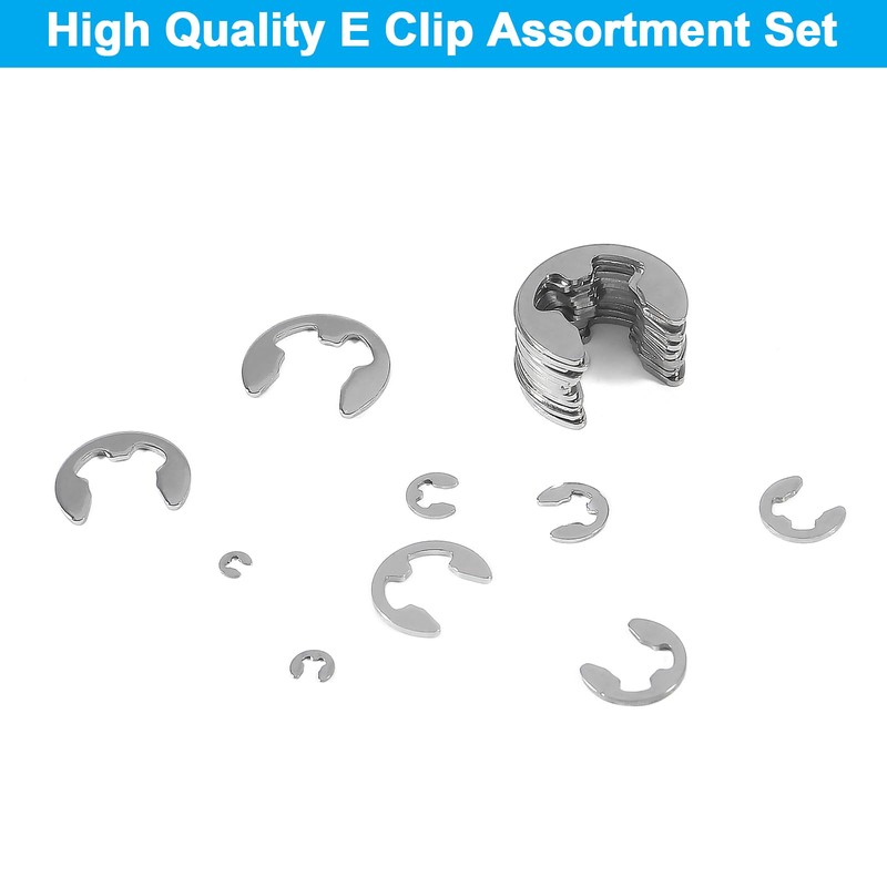 DIANN 120pcs E-Clip Assortment Kit Stainless Steel E-Clip External Retaining
