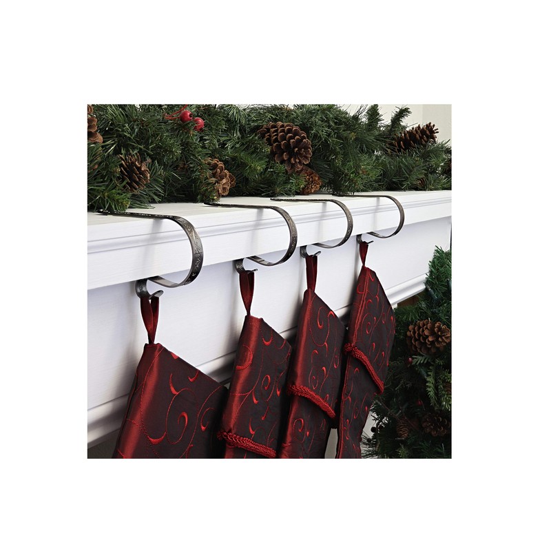 Haute Decor The Original MantleClip Stocking Holder with Holly Embossed