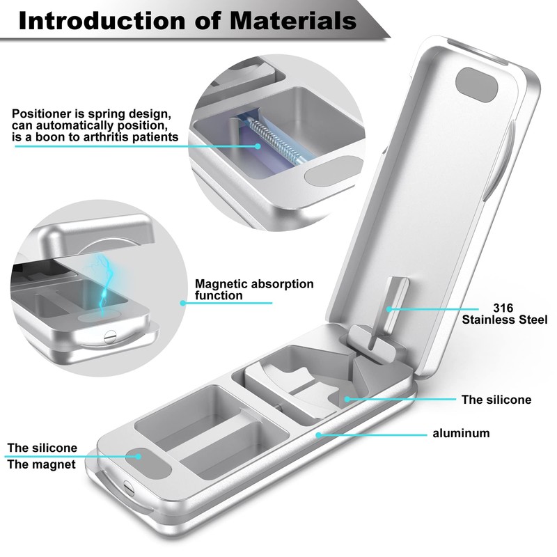 JEINAPA Aluminum Pill Splitter Cutter with Auto Centering Device, 316L