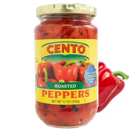 Cento Roasted Peppers - Jarred Fire-Roasted California Red Bell Peppers, Packed in Water with Sea Salt - Gluten-Free, Non-GMO - 12 Oz