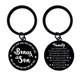 Best Bonus Son Keychain Gifts for Stepson Bonus Son Gifts for Step Son Birthday Christmas Gifts for Adopted Son Bonus Son Inspirational Encouragement Gifts for Bonus Son in Law Key Chain