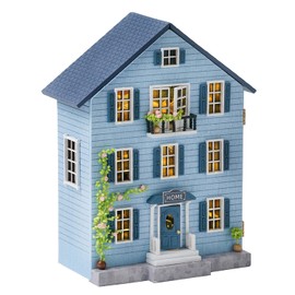 CUTEROOM DIY Miniature House Dollhouse Kit, Dollhouse Miniature with Furniture and LED Light, Miniature House Model Kit for Girls and Boys Children (Molan House)