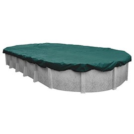 Pool Mate 15 x 27 ft Heavyweight Teal Winter Oval Pool Cover for Above Ground Pools, 4 ft Overlap (19 x 31 ft Cover Size), Solid 12 x 12 Scrim, 3.7 oz/yd2, 18-Year Warranty, Style: 391527-4-PM