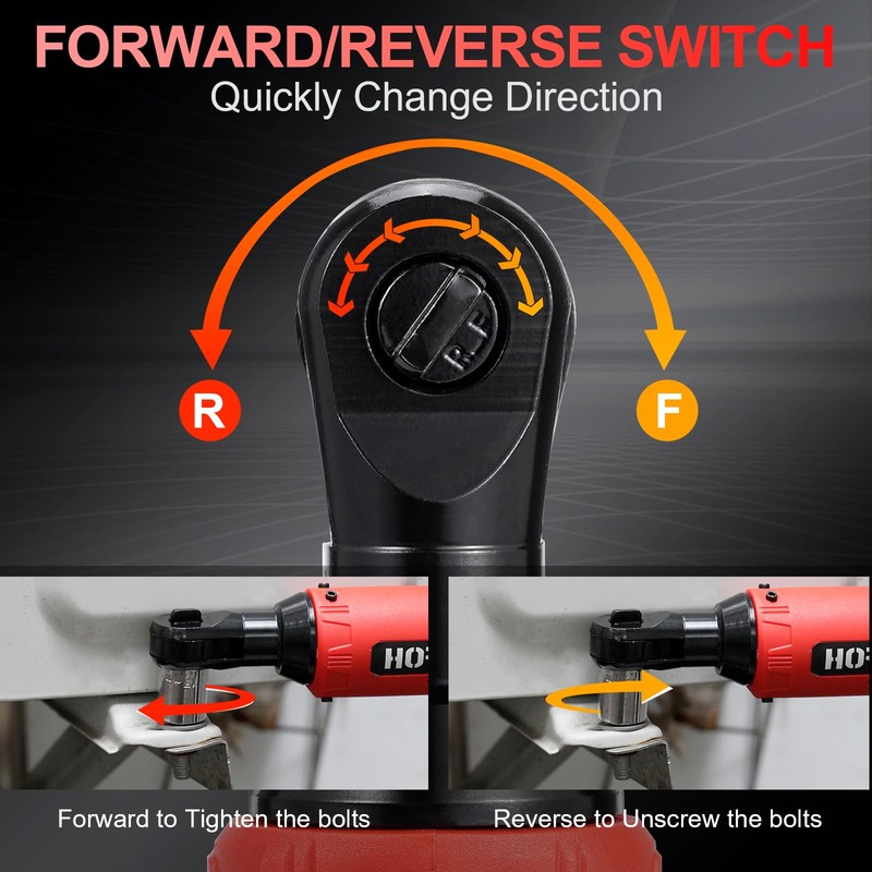 HORMY 3/8" 16.8V Electric Ratchet,Cordless Ratchet Tool Kit,40 Ft-lbs,280 RPM,Equipped