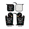 FIicy Funny Black Oven Mitts and Pot Holders Sets, Housewarming