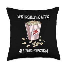 Cool Popcorn Gift For Men Women Corn Kernel Movie Night Food Throw Pillow
