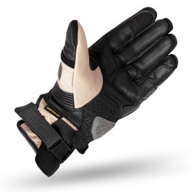 WARDLER Motorcycle Gloves for Men, Full-Grain Goat Leather, Atlas, Men's Biker Gloves, TPU Knuckle Protection, Riding Racing, Touchscreen, Wrist (Black-Green-Sand, Medium)