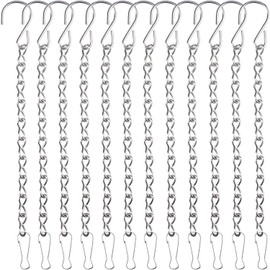 12 Pack 9.5 Inch Hanging Chain Garden Plant Hangers for Bird Feeders, Billboards, Bird Houses, Planters, Chalkboards, Lanterns, Wind Chimes, and Decorative Ornaments (Silver)