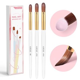 AIRSEE Juego de 3 pinceles de uñas acrílicas, tamaño 8/10/14 para uso principiante y profesional para polvo acrílico, extensión de arte de uñas y tall
