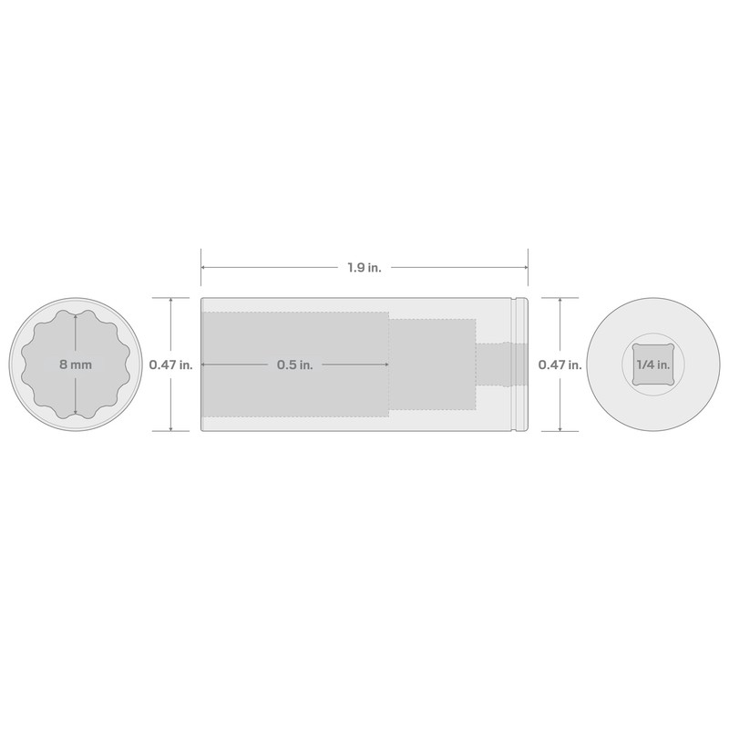 TEKTON 1/4 Inch Drive x 8 mm Deep 12-Point Socket