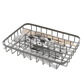 KitchenCraft Living Nostalgia Wire Cutlery Organiser Tray, 5 Section Cutlery Drawer Organiser 36 x 26.5 x 5 cm, Black