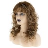 Wiwige Long Curly Brown Mixed Blonde Wig with Bangs Natural