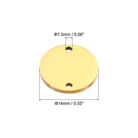 PATIKIL 14 mm Steel Plate, Pack of 4 Metal Stamping Blanks Tags Circle Round Metal Plate Impact Stainless Steel for Laser Engraving Stamping Craft Name Plate, Golden