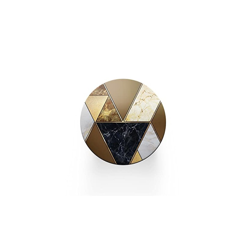 Round Single Coaster - Art Deco Brown Marble Effect Abstract