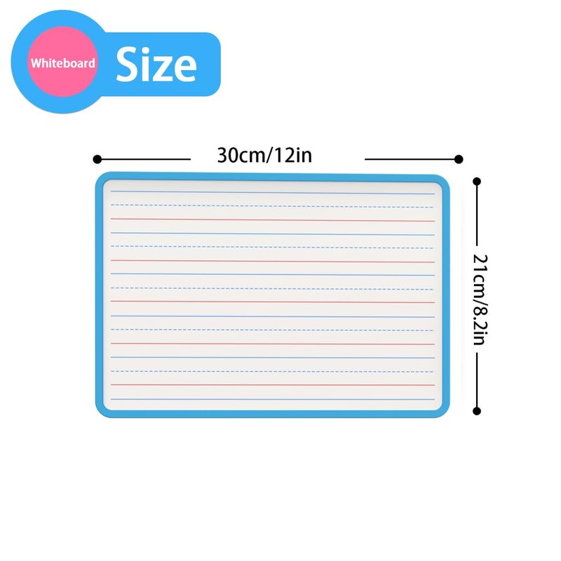 Small Dry Erase Whiteboard, Double Sides whiteboard with Lines, A4