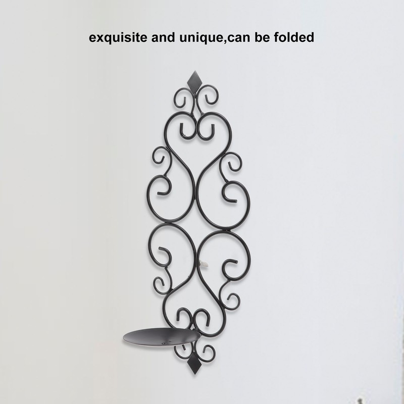 2 Pcs Candle Holder Exquisite Classical Style Black Iron Wall