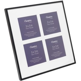 Hampton Frames MADRID MAD4AP33B Black Glass Photo Frame for 4 Apertures, 3 x 3 Inch