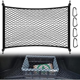 Red elástica para maletero de coche, 80 x 60 cm, se extiende a 160 x 120 cm, red elástica para maletero con 4 ganchos, red de equipaje para autocaravana