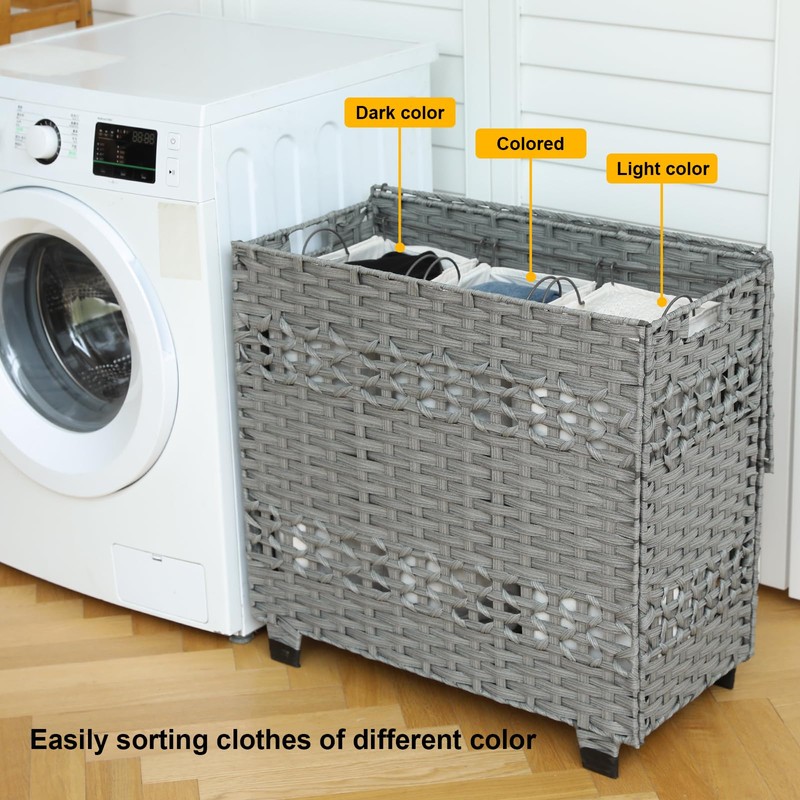 OIAHOMY Laundry Hamper with Lid, 140L Clothes Hamper with 3