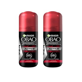 Garnier Desodorante Roll on Antitranspirante para Hombre Obao Active antiolor y antimanchas 65gr, 2 pack