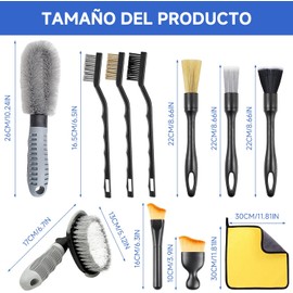 11PCS Cepillos de Llantas, Brochas para Detalla de Ruedas para Limpiar Neumáticos, Cepillo de Detallado Automotriz para Limpieza de Ruedas y Interiores para Coches, Camiones, Motocicletas