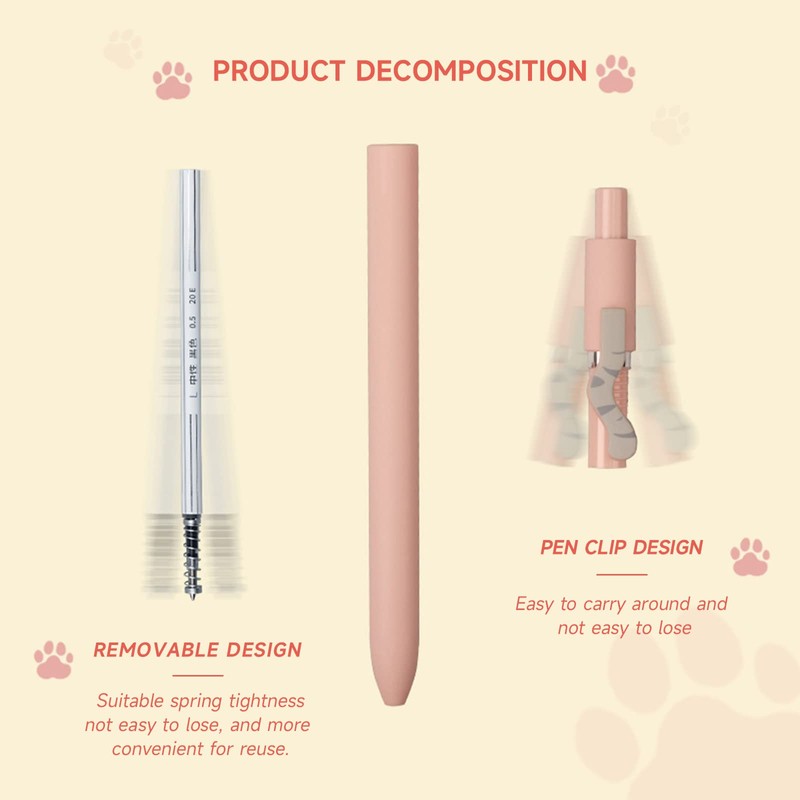 UIXJODO Cat Pens, 4 Pcs 0.5mm Cute Kawaii Black Ink