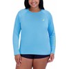 Nautica Women's Long Sleeve Rashguard Swim Top UPF 30+, lightblue,