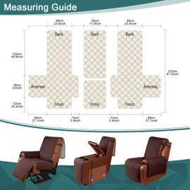 Ruaozz Waterproof Recliner Loveseat Cover with Console, Non-Slip Couch Cover Pet Cover for Double Recliner Split Sofa Cover with Elastic Straps for Kids, Dogs, Pets (Coffee, 2 Seater)