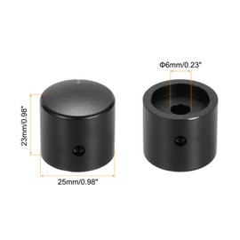 sourcing map 3 Pcs Aluminium Potentiometer Knobs, 1/4" (6mm) Universal Volume Tone Control Knobs for Guitar, Bass, 15/16" Black