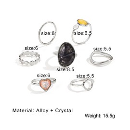 GIGB PBDK Boho Knuckle Stackable Ring Set for Women Vintage Gold Plated Geometry Heart Oval Rings Stacking Luck Midi Finger Rings Thumb Jewelry Gifts (Silver)