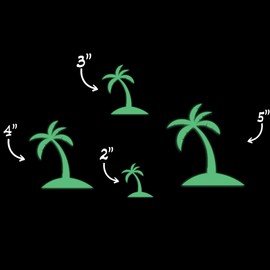 Palm Tree Beach Coconut Tropical Glow in The Dark Sticker Decal for Phone Tablet Laptop Car Truck Window | 5" Sticker | Green