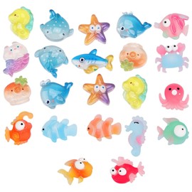GegXcn 50PCS Mini Resin Sea Animals Set, Marine Theme Resin Animals for Aquarium Decor, DIY Fish Tank, Fairy Gardens, Dollhouse, Miniature Ocean Creature Figurines (0.82x0.94in)