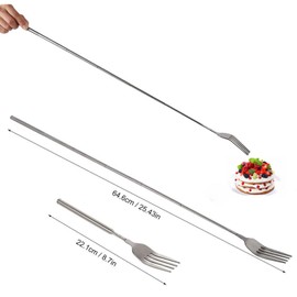 Extendable Table Fruit Dessert Fork, Extendable Barbecue Table Fruit Dessert Fork, Telescopic Fork, Durable Stainless Steel Cutlery 8.7 to 25.4 inches