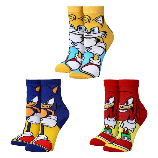 Bioworld Sonic The Hedgehog Characters Youth 3-Pack 360 Crew Socks