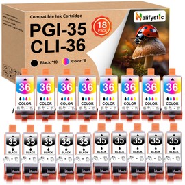 Nalifystic Compatible TR150 Ink Cartridge PGI-35 CLI-36 Replacements or Canon 35 36 Ink Cartridge Work with TR160 TR150 iP110 iP100 Cannon Printer (10 Black, 8 Tri-Color)