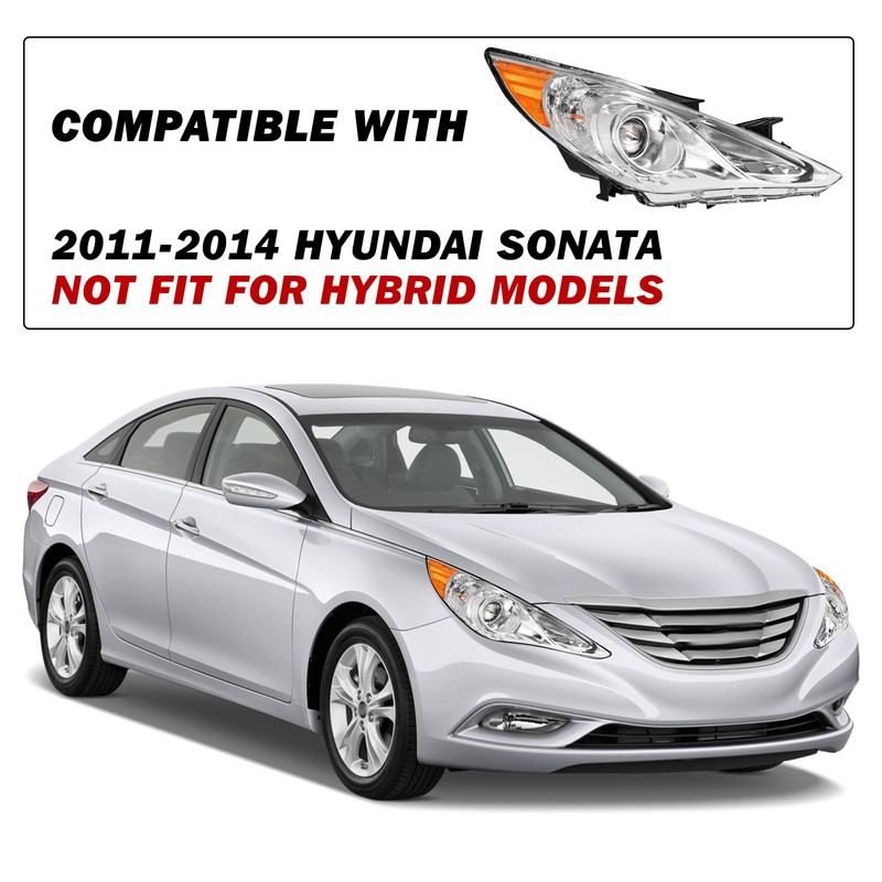 SOCKIR Headlight for 2011-2014 Hyundai Sonata Right Passenger Side w/Bulbs